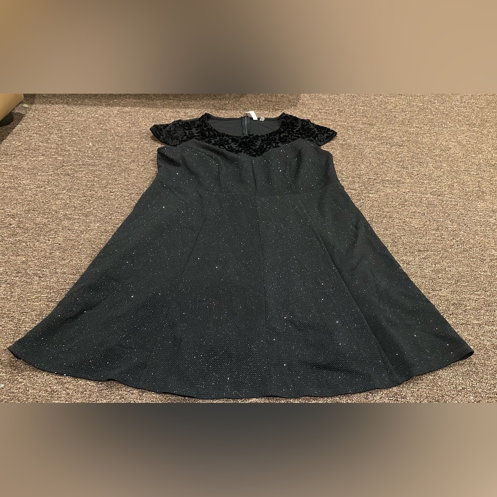 EUC Elegant Black Womens 1X Sparkly Evening Dress SS NY Collection